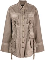 Blumarine veste en jean à détails d'œillets - Marron