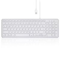 Perixx PERIBOARD-213W DE bekabeld compact USB-toetsenbord met stille schaarstructuurtoetsen voor computer, numeriek toetsenblok, laptop en tablet, wit, QWERTZ..