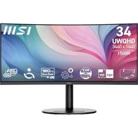 MSI Modern MD342CQP 34 inch UWQHD 1500R gebogen pc-monitor - VA-paneel 3440 x 1440, KVM, PIP/PBP, breed kleurengamma, oogcomfort, geïntegreerde luidspreker, 3-assig verstelbaar - HDMI 2.0b, DP 1.4a
