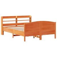 vidaXL Bedframe met hoofdbord massief grenenhout wasbruin 120x200 cm, bed, slaapkamermeubel, houten bed, tweepersoonsbed, houten bedframe, bedbodem
