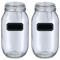 Weckpotten/inmaakpotten - 4x - 2L - glas - met beugelsluiting - incl. etiketten