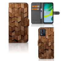 Book Style Case voor Motorola Moto E13 4G Wooden Cubes