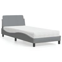 vidaXL Bed met matras stof lichtgrijs 90x200 cm, bedframe, bed, enkel bed, bedframes, bedbodem, stoffen bed, gewelfd bedframe