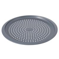 Berghoff 3990008, geperforeerde pizzaplaat, diameter 32 cm, hoogte 1,5 cm, voor knapperige pizza's, van koolstofstaal, gelijkmatige warmteverdeling, staal, zwart