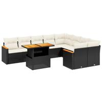 vidaXL 10-delige Loungeset met kussens poly rattan zwart, tuinset, tuinmeubel, terrasset, tuinbank, terrasmeubel, loungebank, loungeset tuin