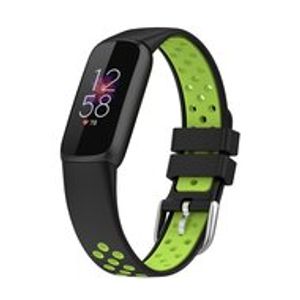 Fitbit Luxe - Siliconen sportbandje - Maat: Large - Zwart + neon groen