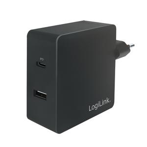 LogiLink PA0213 USB-oplader 65 W Binnen, Thuis Uitgangsstroom (max.) 3000 mA Aantal uitgangen: 2 x USB-C bus (Power Delivery), USB-A