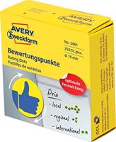 AVERY Zweckform Zelfklevende plakstippen 250 stuks (flexibele beoordelingspunten op rol in dispenser, Ø 19mm, stickers duimen in blauw/geel, voor het afstemmen, beoordelen en markeren) Art. 3861