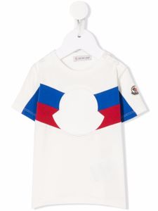 Moncler Enfant t-shirt rayé à logo - Blanc