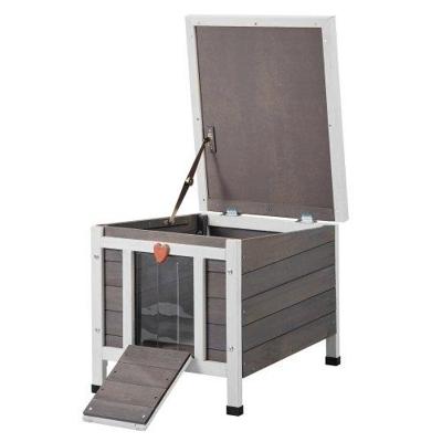 VEVOR Buitenkattenhuis, Weerbestendig, Wilde Kattenhuis voor Meerdere Katten, Houten Buitenkatten-/Konijnenhuis met PVC Deurkleppen en Open Dak, 53 cm L x 43 cm B x 43 cm H