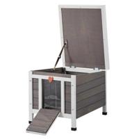 VEVOR Buitenkattenhuis, Weerbestendig, Wilde Kattenhuis voor Meerdere Katten, Houten Buitenkatten-/Konijnenhuis met PVC Deurkleppen en Open Dak, 53 cm L x 43 cm B x 43 cm H