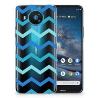 Nokia 8.3 TPU bumper Zigzag Blauw - thumbnail