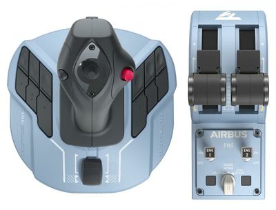 Thrustmaster TCA Officer Pack Airbus Edition Joystick USB PC Blauw, Zwart Incl. schuifregelaar