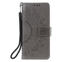 Shop4 - Xiaomi Redmi Note 9 Hoesje - Wallet Case Mandala Patroon Grijs
