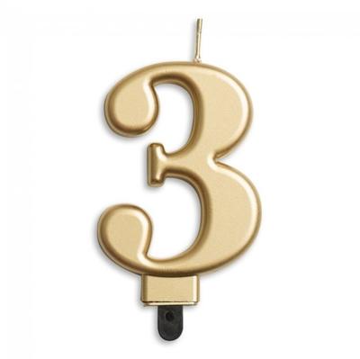 Kaars 3 jaar goudkleurig luxe