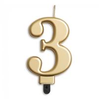 Kaars 3 jaar goudkleurig luxe