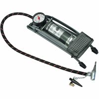 Voetpomp - grijs - 2 bar - 1 cilinder - manometer - inclusief 3 opzetstukken   -