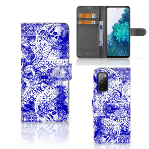 Telefoonhoesje met Naam Samsung Galaxy S20 FE Angel Skull Blauw