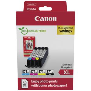 Canon Inktcartridge CLI-571XL BK/C/M/Y Photo Value Pack Origineel Combipack Zwart, Cyaan, Magenta, Geel 0332C006