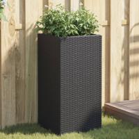 Plantenbak 40x40x80 cm poly rattan zwart - thumbnail