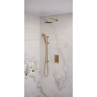 Regendoucheset Inbouw Brauer Gold Edition Thermostatisch 20 cm met 3-Weg Omstelling, Gebogen Wandarm, Glijstang en Handdouche 3-Standen Geborsteld - thumbnail