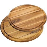 Houten broodplanken/serveerplanken 2x stuks rond met sapgroef 25 en 30 cm