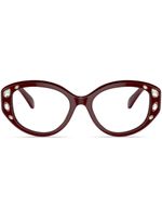 Swarovski lunettes de vue ovales ornées de cristaux - Rouge