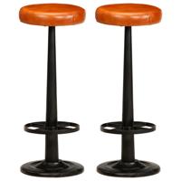 vidaXL Barstoelen 2 st echt leer bruin