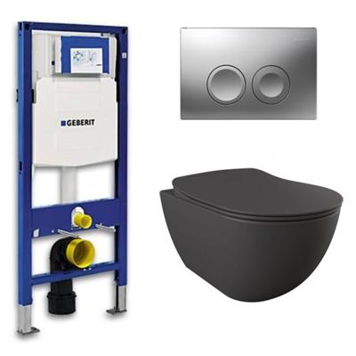 Geberit UP 100 toiletset - Inbouw WC Wandcloset - Creavit Mat Antraciet Rimfree Geberit Delta-21 Mat Chroom Geberit UP 100 toiletset - Inbouw WC Wandcloset - Creavit Mat Antraciet Rimfree Geberit Delta-21 Mat Chroom