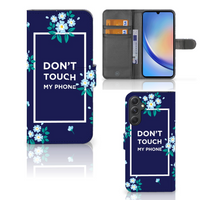 Samsung Galaxy A24 4G Portemonnee Hoesje Flowers Blue DTMP - thumbnail