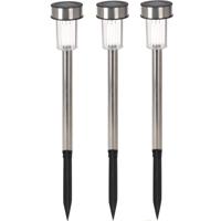 Pro Garden buitenlampen/tuinlampen - 6x - RVS koel wit - solar verlichting - 36 cm - prik spotjes