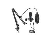 Yenkee Omnidirectionele USB-condensatormicrofoon met studio-arm, 75 cm, anti-pop-filter, voor streaming en podcast YMC 1031
