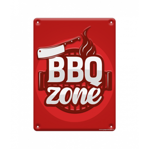 Metalen Tekstbordje &apos;BBQ Zone&apos; (22x16,5cm)