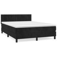 vidaXL Boxspring met matras fluweel zwart 140x200 cm