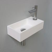 Fonteinset INK Versus Rechthoek Rechts 36x18x9cm Polystone Mat Wit Toiletkraan Sifon Plug Glans Chroom