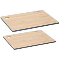 Set van 2x stuks snijplanken blauwe rand 23 en 28 cm van bamboe hout - thumbnail