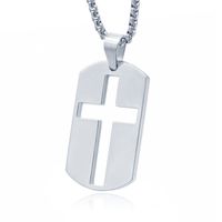 Schakelketting Dogtag Zilverkleurig met Kruis Symbool - thumbnail