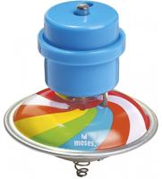 Moses springende tol van blik 5,5 cm blauw