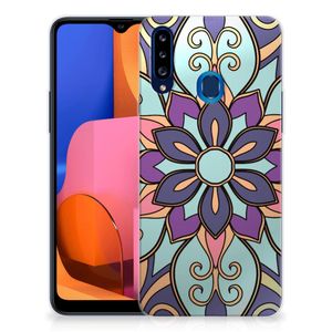 Samsung Galaxy A20s TPU Case Purple Flower