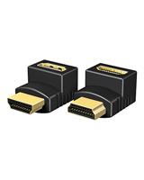 ICY BOX IB-CB009-1 HDMI haakse adapter, set van 2, gespiegelde oriëntatie, 1080p, 2160p, 3D, Ethernet, True HD, DTS-HD, vergulde connectoren