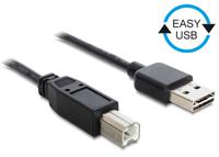 Delock USB-kabel USB 2.0 USB-A stekker, USB-B stekker 3.00 m Zwart Stekker past op beide manieren, Vergulde steekcontacten, UL gecertificeerd 83360