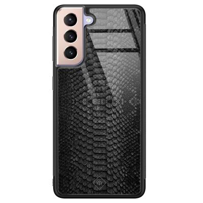 Samsung Galaxy S21 Plus glazen hardcase - Black croco
