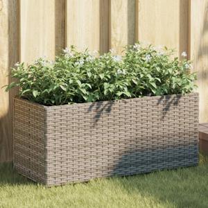 Plantenbak met 2 potten 72x30x32 cm poly rattan grijs