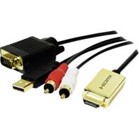 LogiLink CV0052A Adapter [1x HDMI-stekker - 1x VGA-stekker, Cinch-stekker] Goud, Zwart 2.00 m - thumbnail