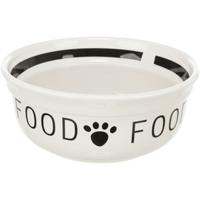 TRIXIE VOERBAK HOND FOOD KERAMIEK WIT / ZWART 250 ML 13 CM