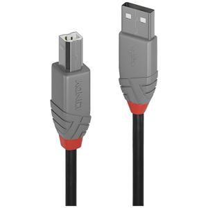 LINDY USB-kabel USB 2.0 USB-A stekker, USB-B stekker 0.20 m Zwart, Grijs 36670