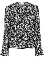 GANNI blouse en crêpe à fleurs - Noir