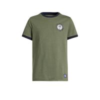 WE Fashion T-shirt met printopdruk legergroen/wit
