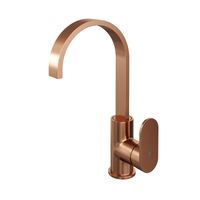 Wastafelmengkraan Brauer Copper Edition Coldstart Opbouw Hoog Plat Gebogen Platte Hendel Geborsteld Koper PVD Brauer