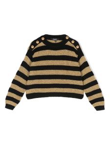 Balmain Kids stripe-pattern knit jumper - Noir